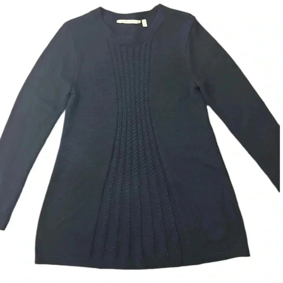 Soft Surroundings Sydney Cable Knit Wool Blend Sweater in Black Size Small - Picture 10 of 12